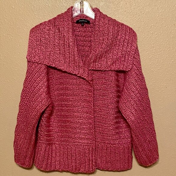 EVAN-PICONE Fuchsia Knit Sweater Big Collar Wide Sleeves Women's Size (L) - Picture 1 of 9